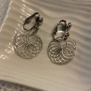 Vintage Silver tone Spiral Clip On Earrings